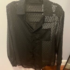 Unique Vintage Black Sheer Blouse